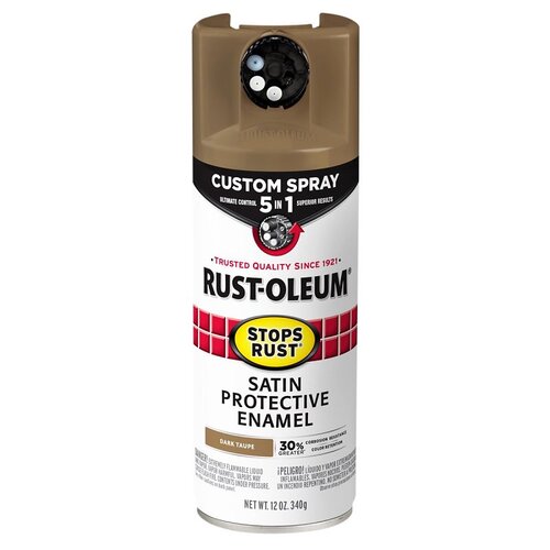 Rust Preventative Spray Paint, Satin, Dark Taupe, 12 oz, Can