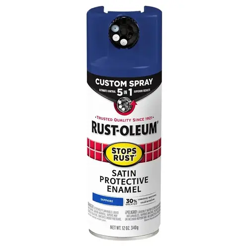 Rust Preventative Spray Paint, Satin, Sapphire, 12 oz, Can