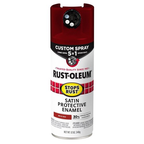 Rust Preventative Spray Paint, Satin, Brick Red, 12 oz, Can