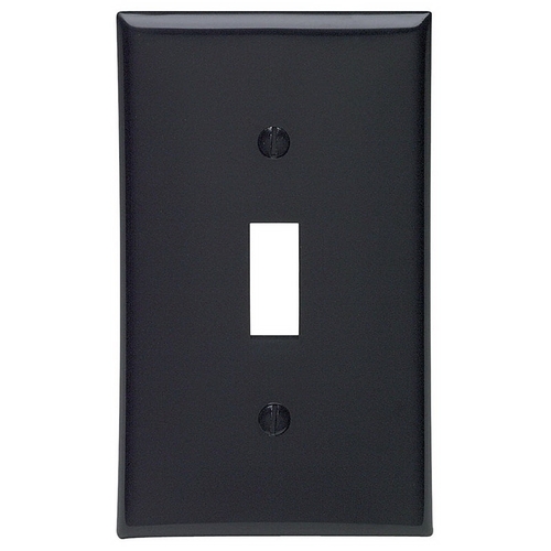 Leviton 80701-00E Wallplate, 4-1/2 in L, 2-3/4 in W, 1 -Gang, Nylon, Black, Smooth