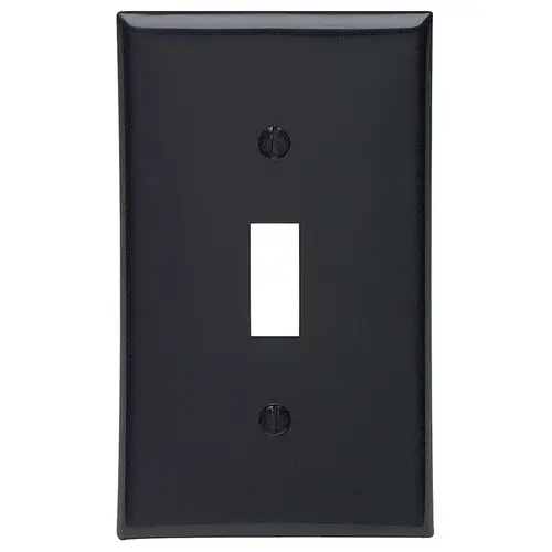 Wallplate, 4-1/2 in L, 2-3/4 in W, 1 -Gang, Nylon, Black, Smooth