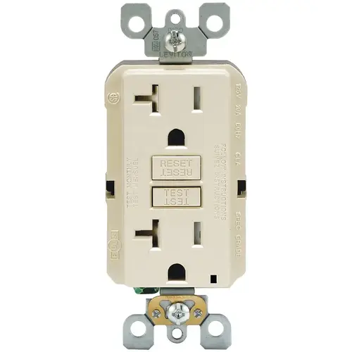 GFCI Outlet SmartlockPro 20 amps 125 V Duplex Light Almond 5-20R Light Almond