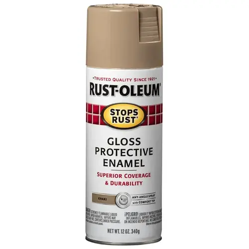 Protective Enamel Spray Paint Stops Rust Gloss Khaki 12 oz Khaki - pack of 6