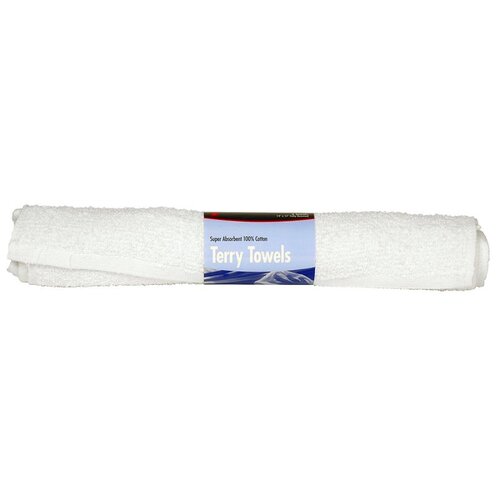 BUFFALO 60229C C Terry Towel, 17 in L, 14 in W, Cotton, White - pack of 3