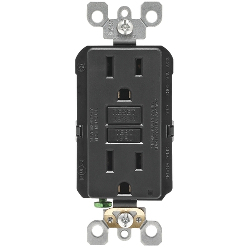 GFCI Outlet SmartlockPro 15 amps 125 V Duplex Black 5-15R Black