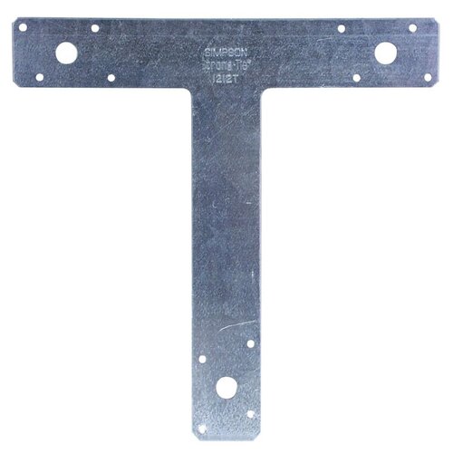 T T-Shaped Strap, 12 in L, 2 in W, Steel, Galvanized, Fastening Method: Nail