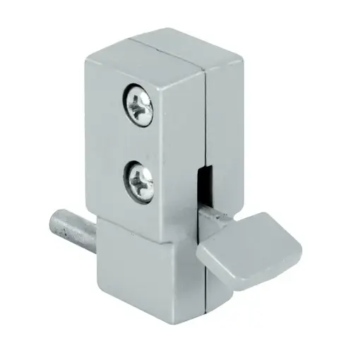 Sliding Door Lock, Aluminum, Aluminum, 3/16, 1/8, 1/4 in Thick Door Silver