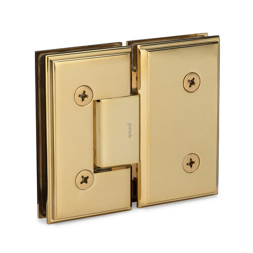 Bohle-Portals L.10.144B.605 Symphony Standard Duty 180 degree Glass-Glass Hinge with 5 degree Offset - Polished Brass PVD