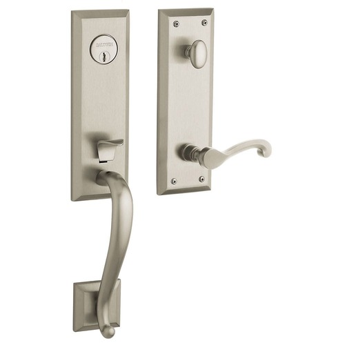 Stonegate Emergency Egress Left Hand Single Cylinder Tubular Handleset Lifetime Satin Nickel Finish