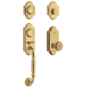 BALD ASHTON HANDLE X 5210 KNOB X DBL CYL, Lifetime PVD Polished Brass