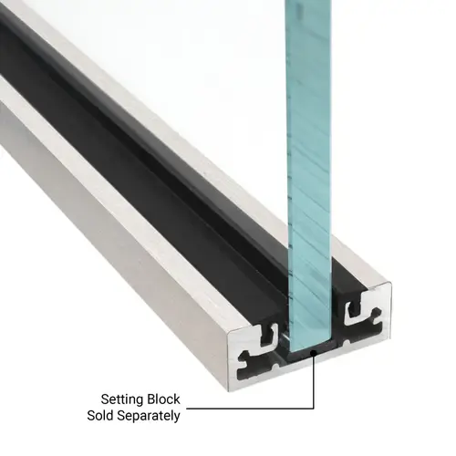 1-7/8" x 11/16" Narrow Shallow Channel 120" Stock Length Includes Gasket for 3/8" Glass - Satin Anodized