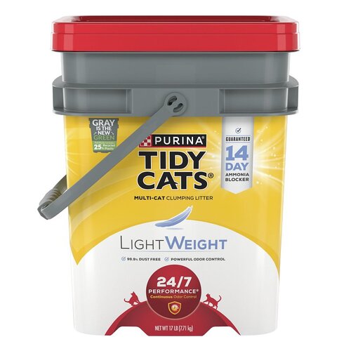 Tidy Cats 15367 Lightweight 24/7 Performance Clumping Cat Litter, Clay, 17 lb Pail