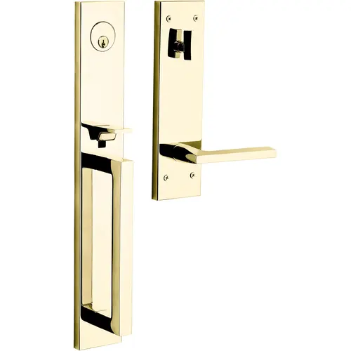 Minneapolis Full Escutcheon Left Hand Single Cylinder Entry Tubular Handleset with 5162 Lever Lifetime Brass Finish