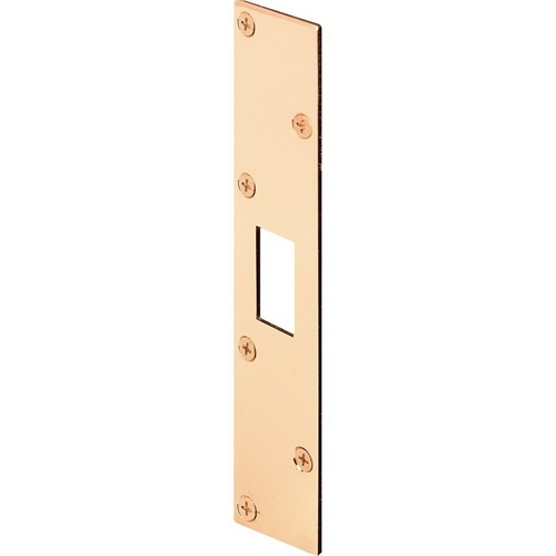 Deadbolt Strike Plate, 7-13/16 in L, 1-5/8 in W, Steel, Brass