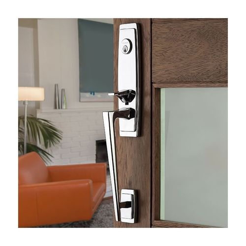 Palm Springs Full Escutcheon Left Hand Single Cylinder Entry Tubular Handleset with L024 Lever Distressed Oil Rubbed Bronze Finish