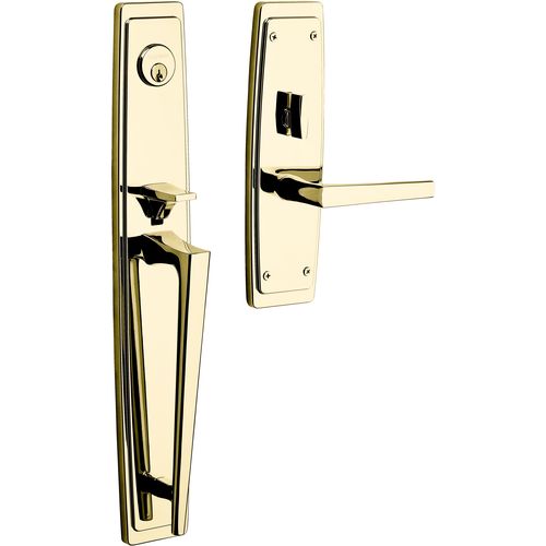 Palm Springs Full Escutcheon Left Hand Single Cylinder Entry Tubular Handleset with L024 Lever Lifetime Brass Finish