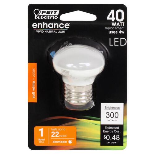 Feit Electric BPR14DM/927CA LED Bulb, Flood/Spotlight, R14 Lamp, 40 W Equivalent, E26 Lamp Base, Dimmable