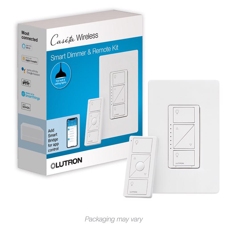 Lutron P-PKG1W-WH-R Dimmer Switch w/Remote Control Caseta White 150 W Wireless Smart-Enabled White