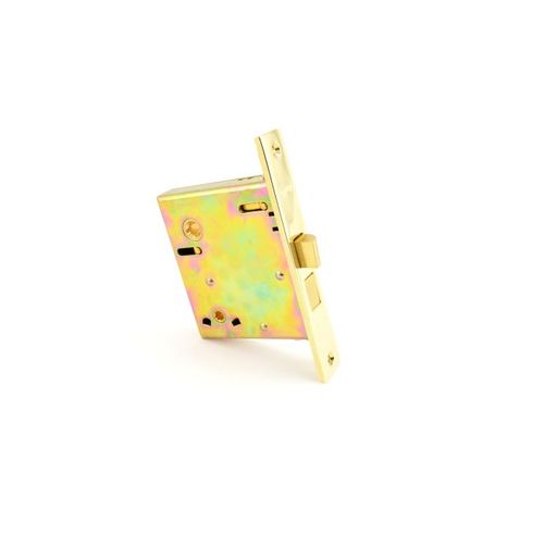 Left Hand Interior Privacy Lever x Lever 2-1/2" Backset Mortise Lock Body Lifetime Brass Finish