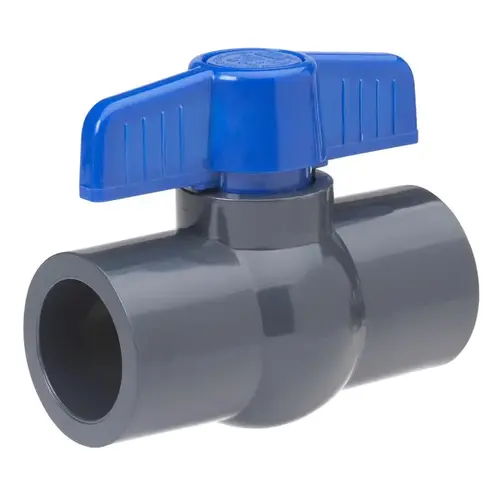 Ball Valve 1/2" PVC Slip Full Port T-Handle Gray