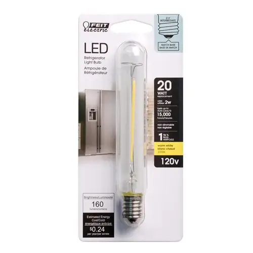 LED Bulb, Specialty, T4 Lamp, 20 W Equivalent, G8.6 Lamp Base, Dimmable, Clear