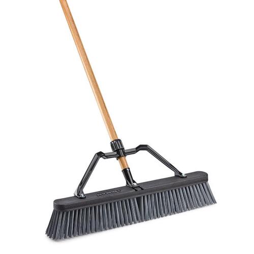 24 in. Rough Surface Industrial Push Broom with Brace and Handle - pack of 4