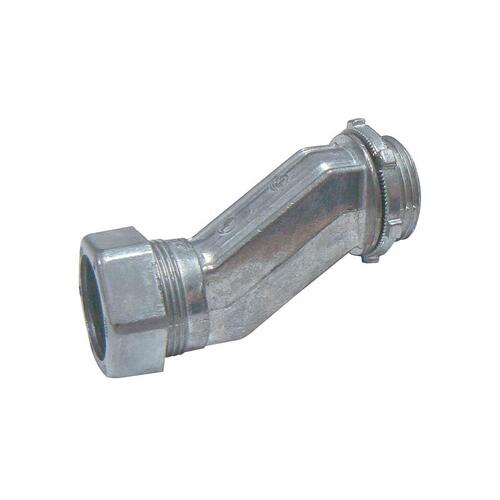 Offset Compression Connector 1/2" D Die-Cast Zinc For EMT