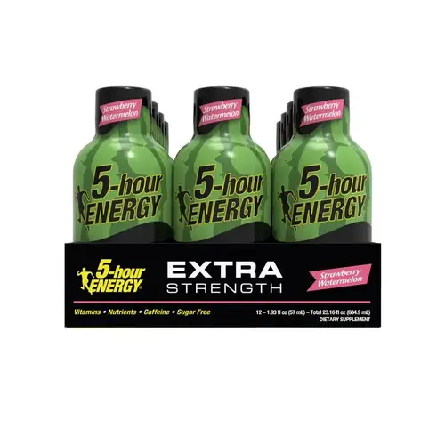 5-HOUR ENERGY 748125-XCP12 Sugar-Free Energy Drink, Liquid, Strawberry, Watermelon Flavor, 1.93 oz Bottle - pack of 12