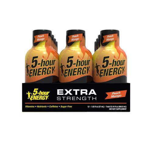 5-HOUR ENERGY 758124 Energy Shot Extra Strength Sugar Free Peach Mango 1.93 oz
