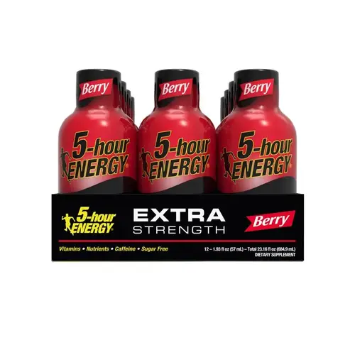 5-HOUR ENERGY 718128 Sugar-Free Energy Drink, Liquid, Berry Flavor, 2 oz Bottle