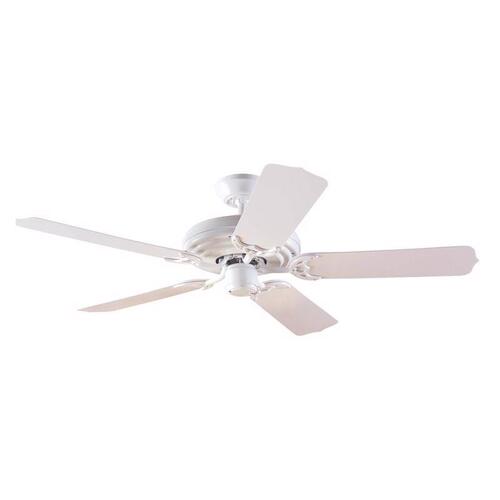 Hunter 53054 Sea Air Series Ceiling Fan, 5-Blade, White Housing, White Blade, 52 in Sweep, Plastic Blade, 3-Speed