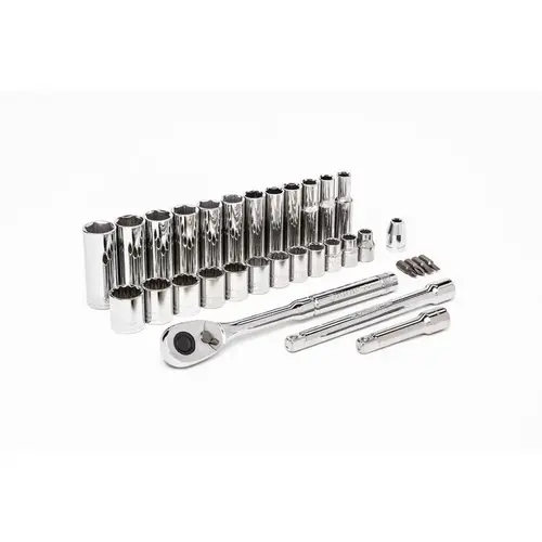 Socket Wrench Set 3/8" drive Metric 6 and 12 Point Polished Chrome