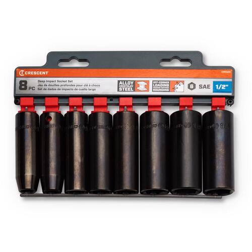 Deep Impact Socket Set Assorted in. X 1/2" drive SAE 6 Point