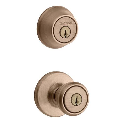 Entry Lock and Single Cylinder Deadbolt Tylo Antique Brass 1-3/4" Antique Brass