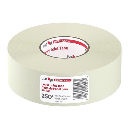 USG 382175 Joint Tape, 250 ft L, 2-1/16 in W, 0.0085 mm Thick, Solid, White