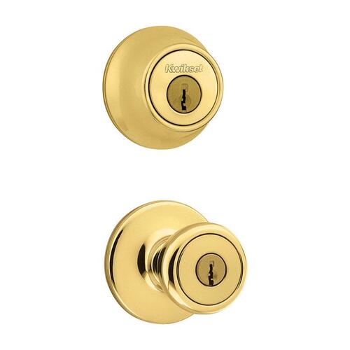 Entry Lock and Single Cylinder Deadbolt Tylo Polished Brass ANSI/BHMA Grade 3 1-3/4" Polished Brass