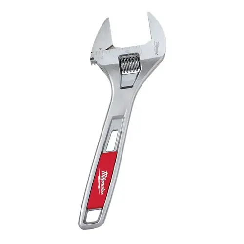 Adjustable Wrench, 8 in OAL, 1-1/2 in Jaw, Steel, Chrome, Ergonomic Handle