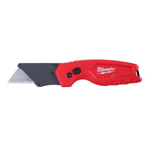 Milwaukee 48-22-1500 FASTBACK Series Compact Utility Knife, 1.27 in L Blade, 0.02 in W Blade, Steel Blade, 1-Blade