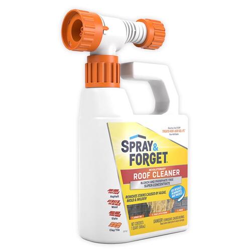Spray & Forget SF150 SFRCHEQ06 Roof Surface Cleaner, Liquid, Clear/Yellow, 32 oz