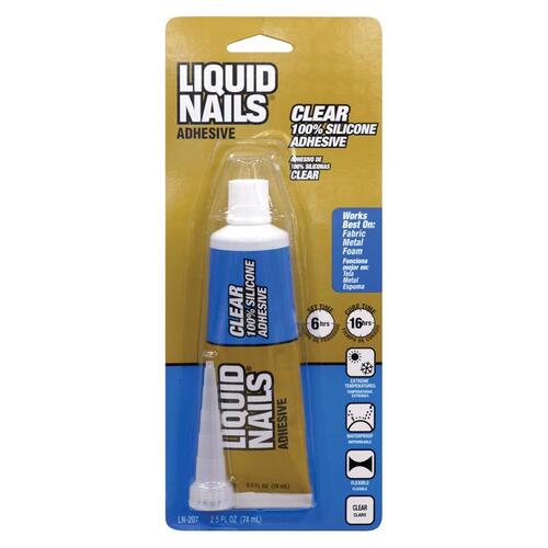 Liquid Nails LN-207 Silicone Adhesive, Liquid, Characteristic, Clear, 2.5 oz