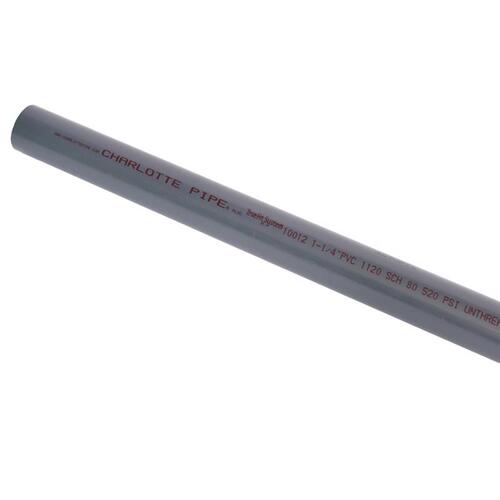 Pressure Pipe Schedule 80 PVC 1-1/4" D X 20 ft. L Plain End 520 psi