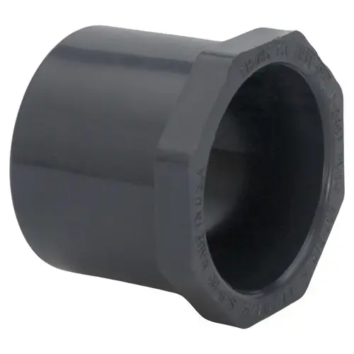 Reducer Bushing Schedule 80 1-1/4" Spigot T X 3/4" D Slip PVC Gray