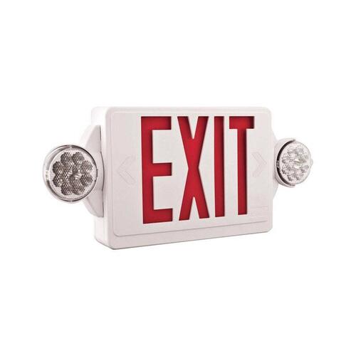 Lighted Exit Sign and Emergency Lights Thermoplastic Indoor LED Red/White