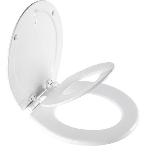 83SLOWA Toilet Seat, Round, Wood, White, Twist Hinge