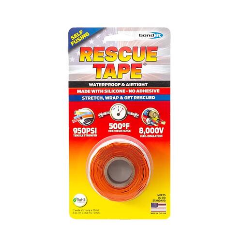 Rescue Tape RT12012BOR Silicone Tape Orange 1" W X 12 ft. L Orange