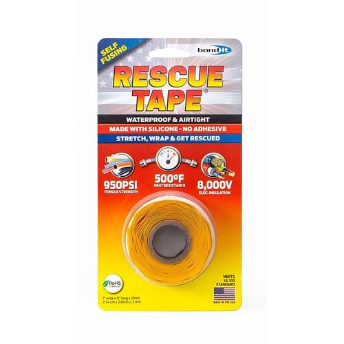 Silicone Tape Yellow 1" W X 12 ft. L Yellow