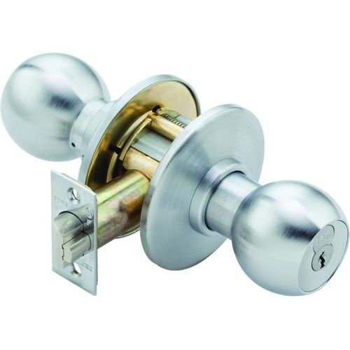 8K Series 2-3/4" Backset Privacy 4 Knob and A Rose ANSI Strike Satin Chrome Finish