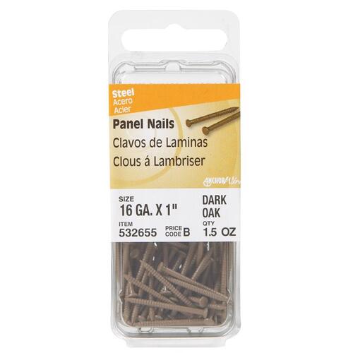 Nail 1" Panel Dark Oak Steel Large Head Dark Oak - pack of 6