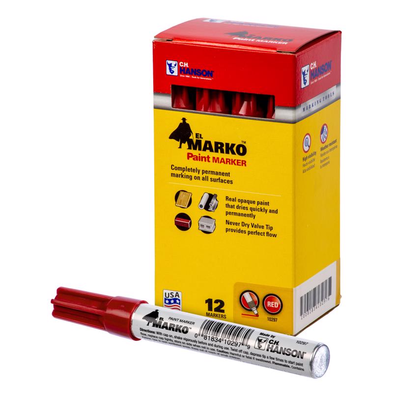 C.H. Hanson 10297 El Marko Permanent Red Paint Marker