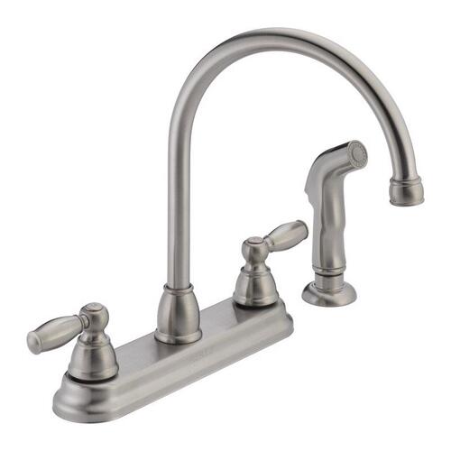 Kitchen Faucet Claymore Two Handle Stainless Steel Side Sprayer Included Stainless Steel